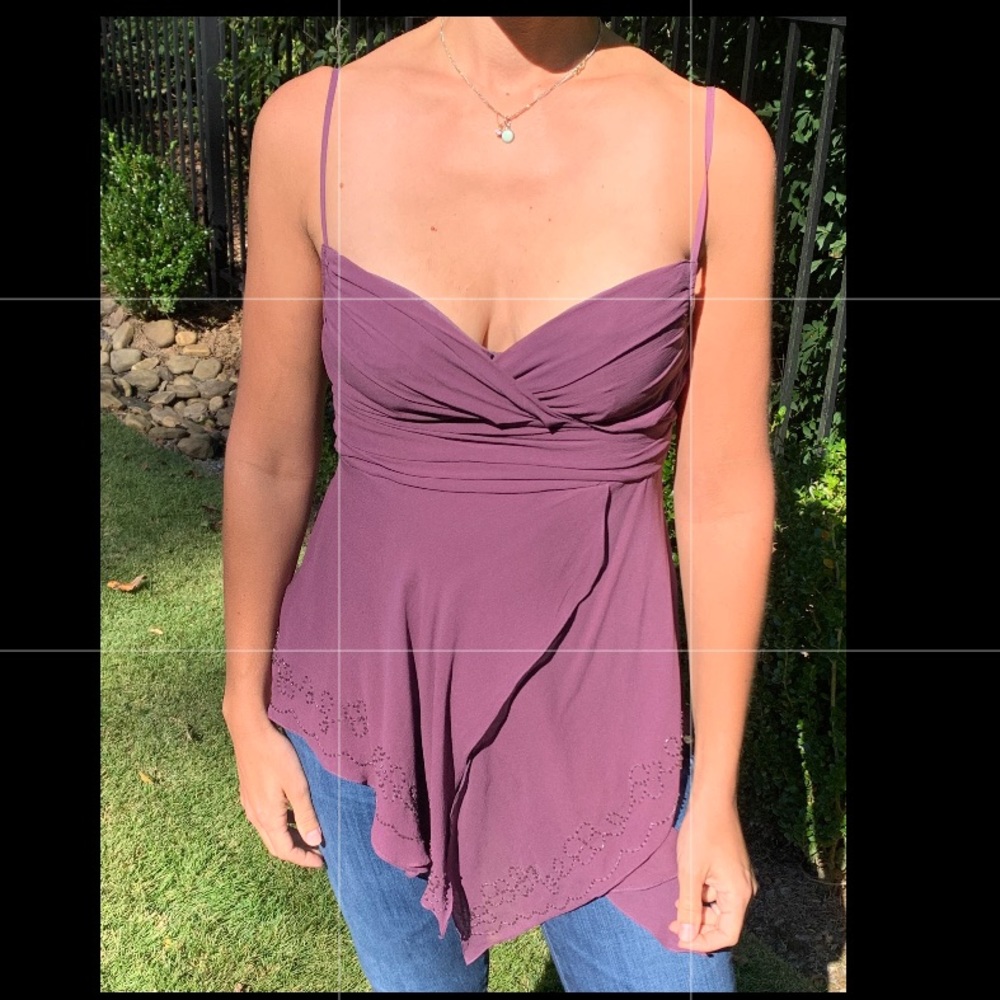 Beaded 100% silk Camisole w/ Built in Bra